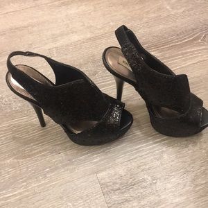 Steve Madden black glitter heels